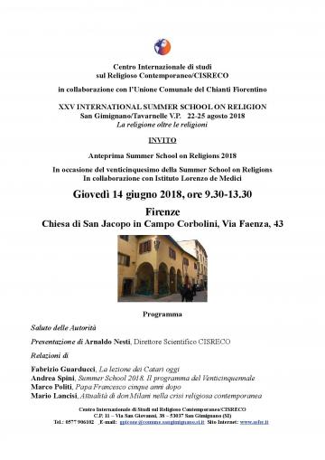 Anteprima Summer School on Religions 2018
